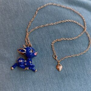 Betsey Johnson Navy and Gold Fawn Necklace